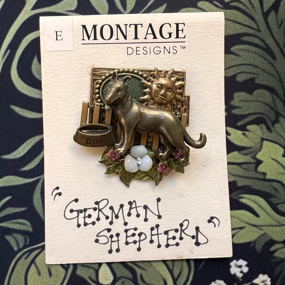 Vintage Montage Designs “German Shepherd” pin brooch